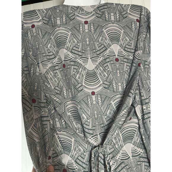 2 peace MELISSA MCCARTHY Seven Gray Geometric Print Tunic Blouse/pants set Sz 1X - Picture 15 of 16